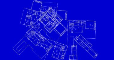 Mimari sanat konseptinde soyut çizgiler, minimum geometrik şekiller. 