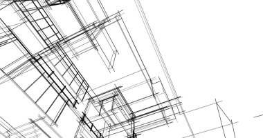 Arkaplanda mimari bina 3d illüstrasyon