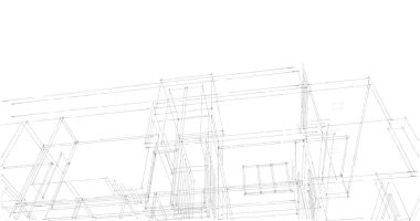 Arkaplanda mimari bina 3d illüstrasyon