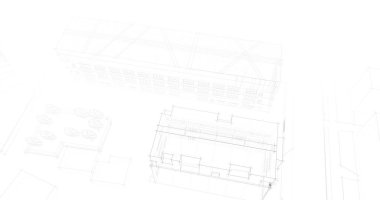 Mimari sanat konseptinde soyut çizgiler, minimum geometrik şekiller. 