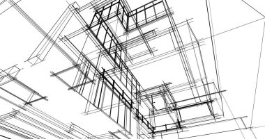 Arkaplanda mimari bina 3d illüstrasyon