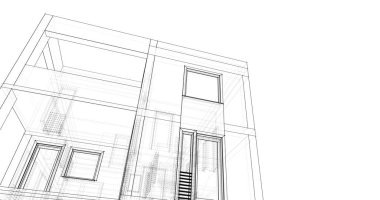 Mimari sanat konseptinde soyut çizgiler, minimum geometrik şekiller. 