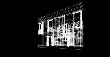 Arkaplanda mimari bina 3d illüstrasyon