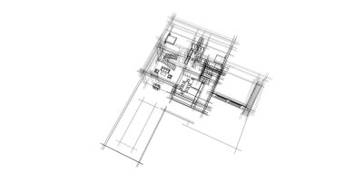 Mimari sanat konseptinde soyut çizgiler, minimum geometrik şekiller. 