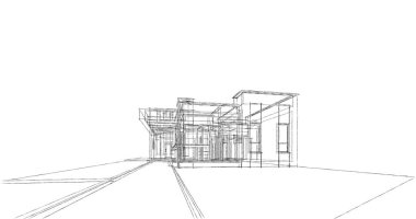 Mimari sanat konseptinde soyut çizgiler, minimum geometrik şekiller. 