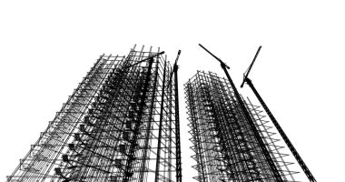 Mimari sanat konseptinde soyut çizgiler, minimum geometrik şekiller. 