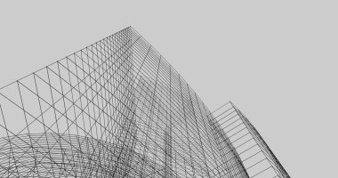 Mimari sanat konseptinde soyut çizgiler, minimum geometrik şekiller. 