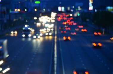 Bulanık soyut ışıklar gece şehrin arka planı