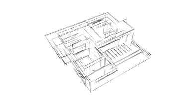 Mimari sanat konseptinde soyut çizgiler, minimum geometrik şekiller. 