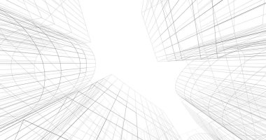 Mimari sanat konseptinde soyut çizgiler, minimum geometrik şekiller. 