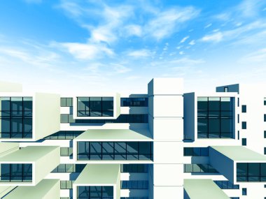Arkaplanda mimari bina 3d illüstrasyon