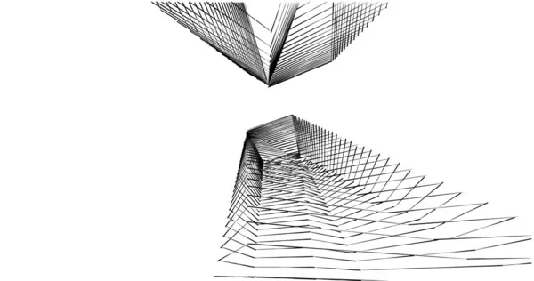 Abstrakcyjne Linie Rysunku Koncepcji Sztuki Architektonicznej Minimalne Kształty Geometryczne — Zdjęcie stockowe