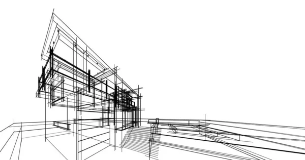 Líneas Abstractas Dibujo Concepto Arte Arquitectónico Formas Geométricas Mínimas —  Fotos de Stock