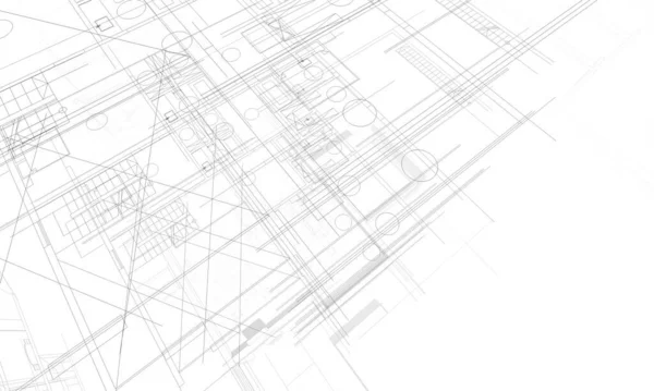 Abstrakcyjne Linie Rysunku Koncepcji Sztuki Architektonicznej Minimalne Kształty Geometryczne — Zdjęcie stockowe