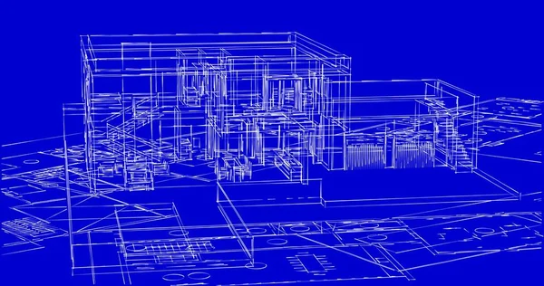 Líneas Abstractas Dibujo Concepto Arte Arquitectónico Formas Geométricas Mínimas — Foto de Stock