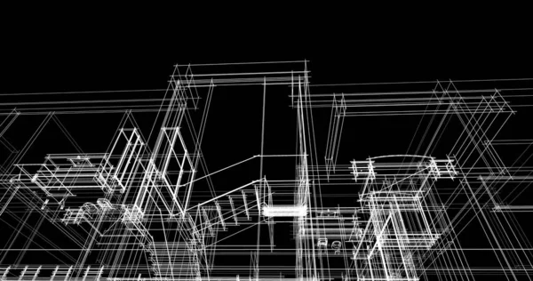 Arkaplanda mimari bina 3d illüstrasyon