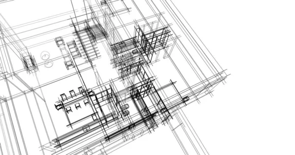 Abstrakte Zeichnungslinien Architektonischen Kunstkonzept Minimale Geometrische Formen — Stockfoto