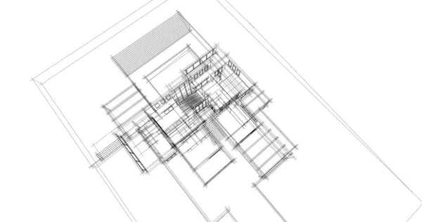 Líneas Abstractas Dibujo Concepto Arte Arquitectónico Formas Geométricas Mínimas — Foto de Stock