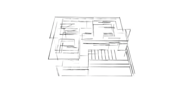 Elvont Rajzvonalak Építészeti Képzőművészetben Minimális Geometriai Formák — Stock Fotó