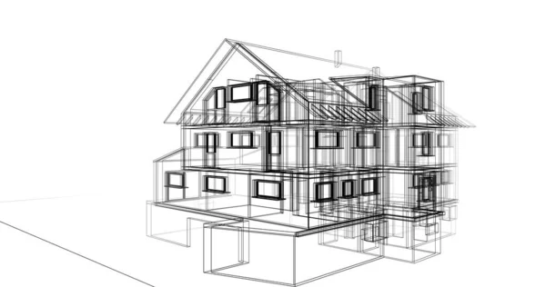 Projekt Geometrycznych Budynków Architektonicznych — Zdjęcie stockowe