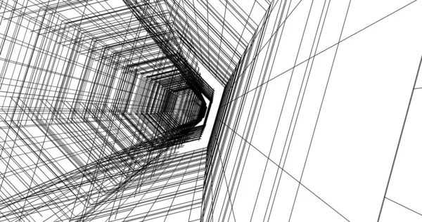 Lignes Dessin Abstraites Dans Concept Art Architectural Formes Géométriques Minimales — Photo