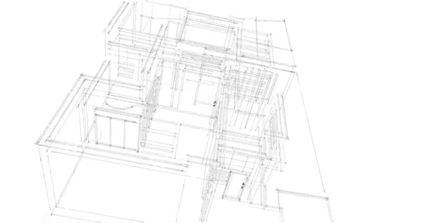 Líneas Abstractas Dibujo Concepto Arte Arquitectónico Formas Geométricas Mínimas —  Fotos de Stock