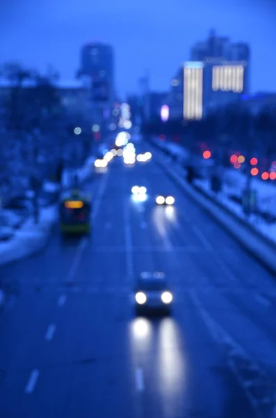 Verschwommene Abstrakte Lichter Hintergrund Der Stadt Der Nacht — Stockfoto