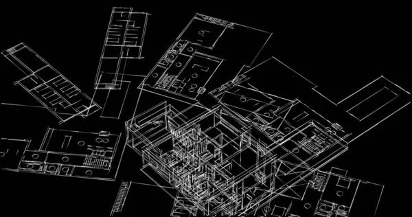 Mimari sanat konseptinde soyut çizgiler, minimum geometrik şekiller. 