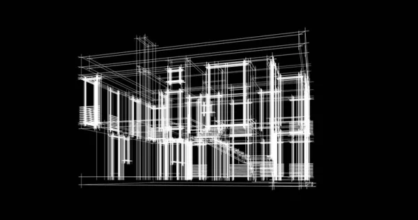 Líneas Abstractas Dibujo Concepto Arte Arquitectónico Formas Geométricas Mínimas — Foto de Stock