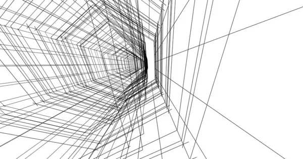 Líneas Abstractas Dibujo Concepto Arte Arquitectónico Formas Geométricas Mínimas —  Fotos de Stock