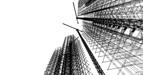 Mimari sanat konseptinde soyut çizgiler, minimum geometrik şekiller. 