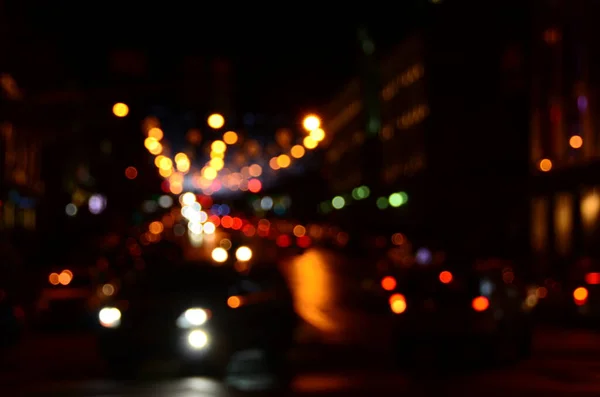 Lumières Abstraites Floues Fond Ville Dans Nuit — Photo