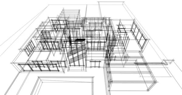 Abstrakcyjne Linie Rysunku Koncepcji Sztuki Architektonicznej Minimalne Kształty Geometryczne — Zdjęcie stockowe