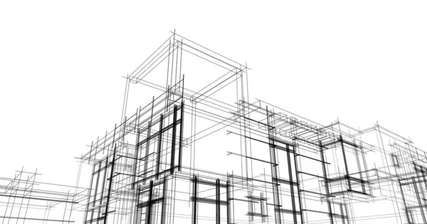 Arkaplanda mimari bina 3d illüstrasyon