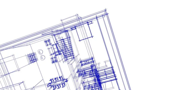 Líneas Abstractas Dibujo Concepto Arte Arquitectónico Formas Geométricas Mínimas —  Fotos de Stock