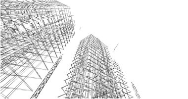 Mimari sanat konseptinde soyut çizgiler, minimum geometrik şekiller. 
