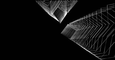 Mimari sanat konseptinde soyut çizgiler, minimum geometrik şekiller. 