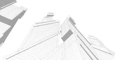 Mimari sanat konseptinde soyut çizgiler, minimum geometrik şekiller. 