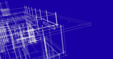Arkaplanda mimari bina 3d illüstrasyon