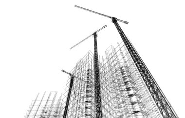 Mimari sanat konseptinde soyut çizgiler, minimum geometrik şekiller. 