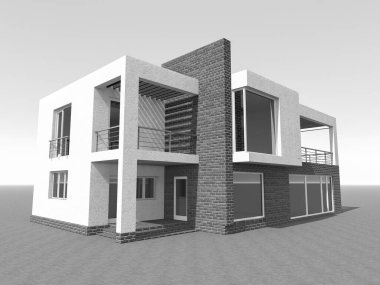 Arkaplanda mimari bina 3d illüstrasyon