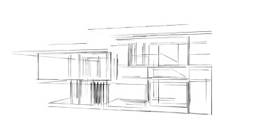 Mimari sanat konseptinde soyut çizgiler, minimum geometrik şekiller. 