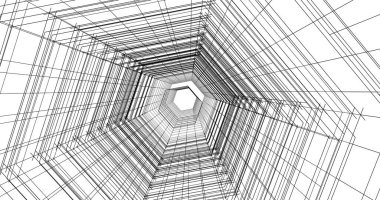 Arkaplanda mimari bina 3d illüstrasyon