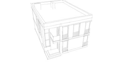 Arkaplanda mimari bina 3d illüstrasyon