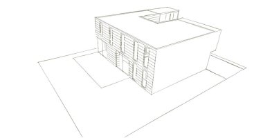 Arkaplanda mimari bina 3d illüstrasyon