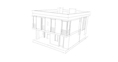 Arkaplanda mimari bina 3d illüstrasyon