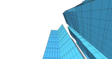 Arkaplanda mimari bina 3d illüstrasyon