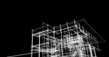 Mimari sanat konseptinde soyut çizgiler, minimum geometrik şekiller. 