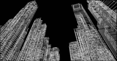 Mimari sanat konseptinde soyut çizgiler, minimum geometrik şekiller. 