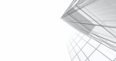 Arkaplanda mimari bina 3d illüstrasyon